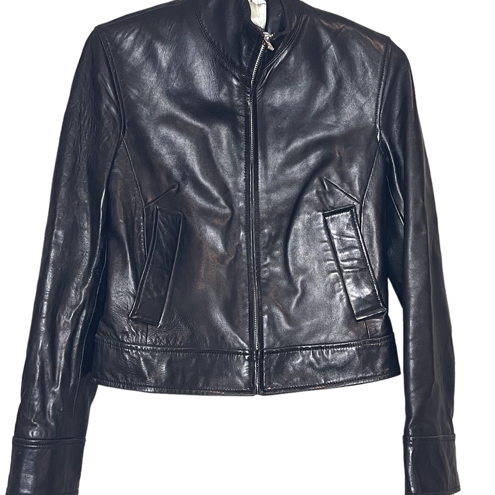 Banana Republic Leather Moto Jacket, Size XSP